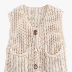 Women's Cream Knit Sweater Vest